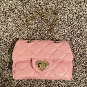 Charming Pink Quilted Handbag with Gold Chain
